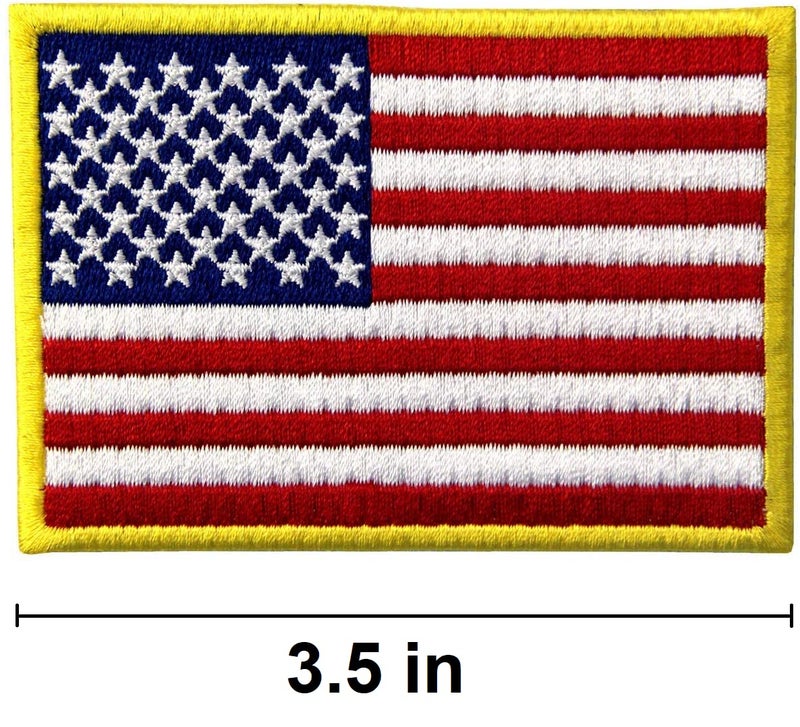 PatchClub American Flag Patch Premium Embroidered, 3.5in - Gold Border - US Flag Patch, United States of America Military Uniform Iron On/Sew On - Image 3